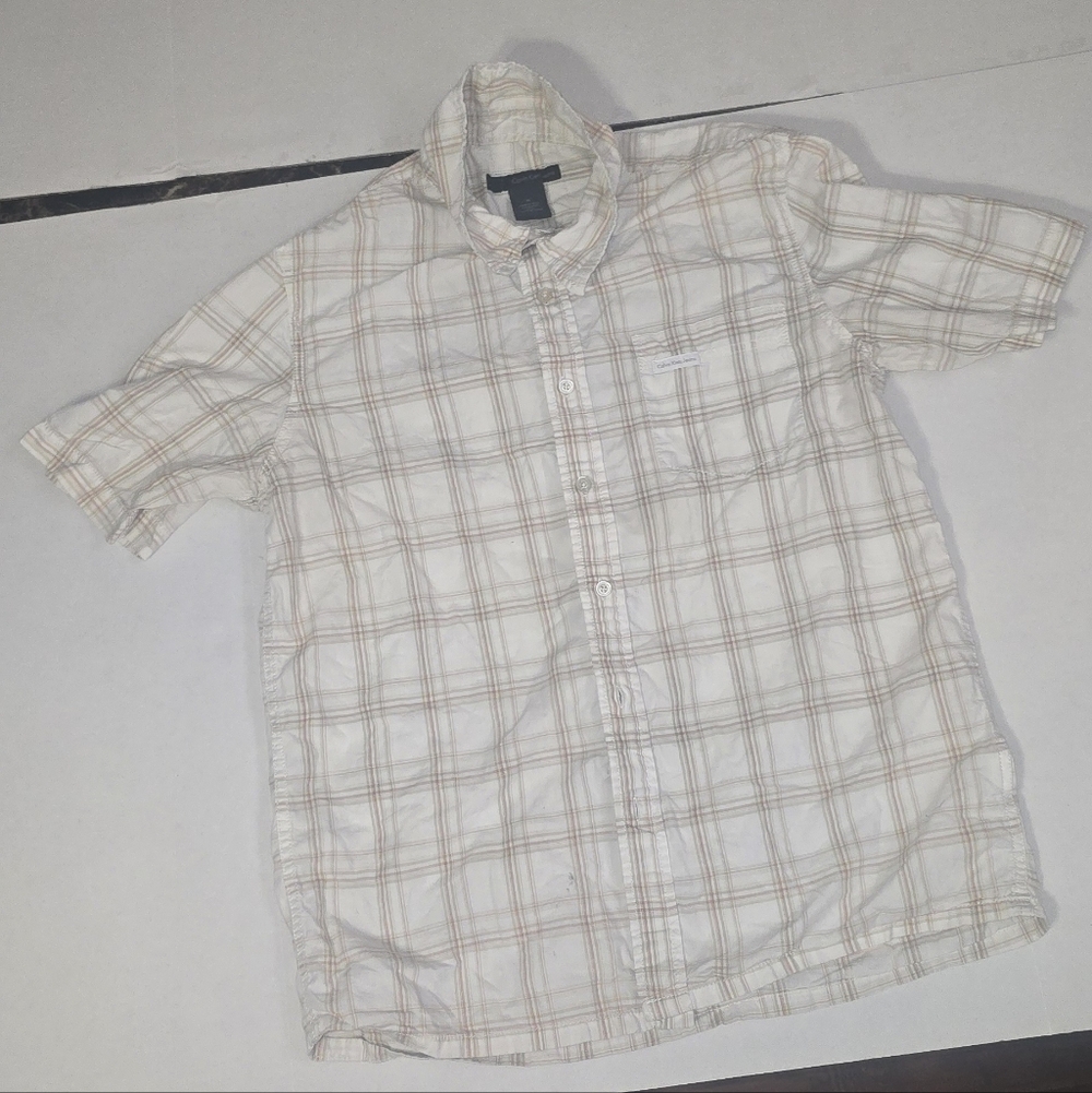Calvin Klein Jeans Beige Plaid Casual Shirt